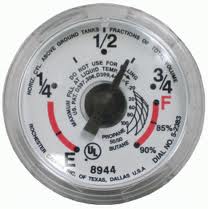 Propane percentage gauge is stuck.